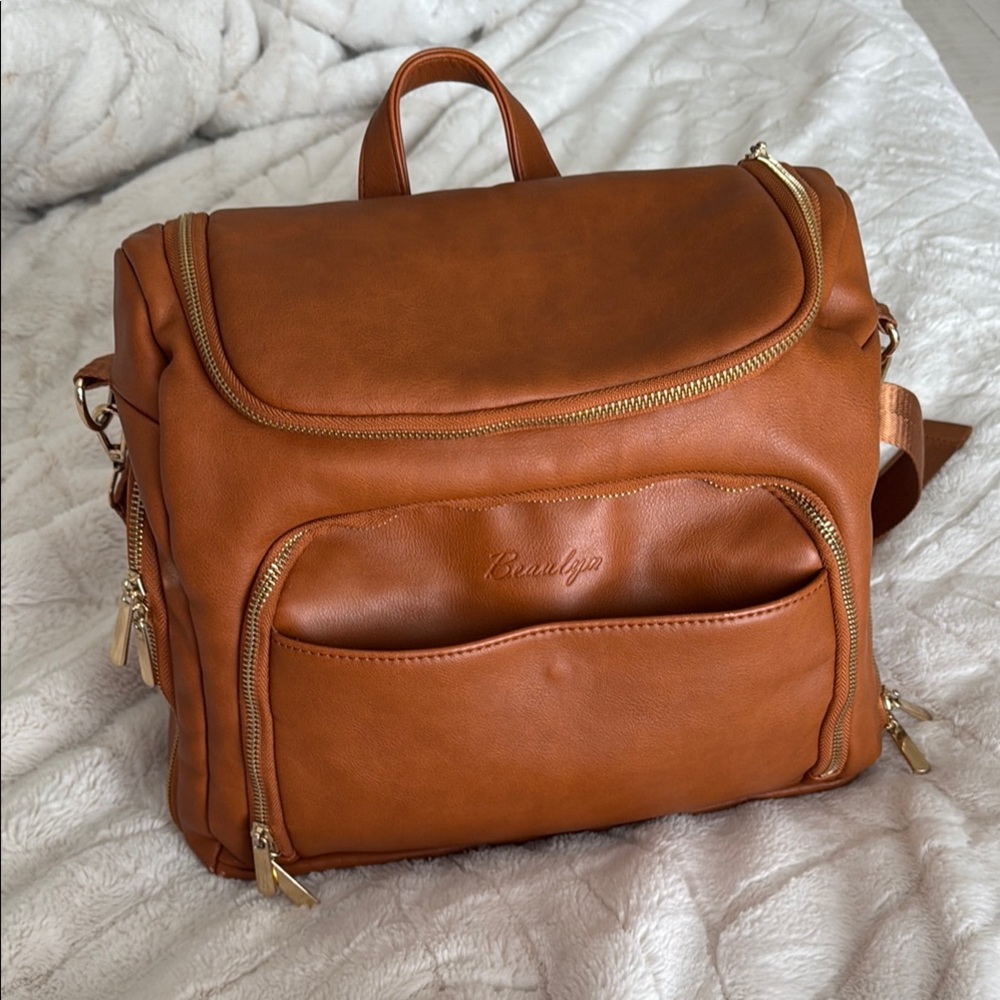 Brown Leather Backpack by